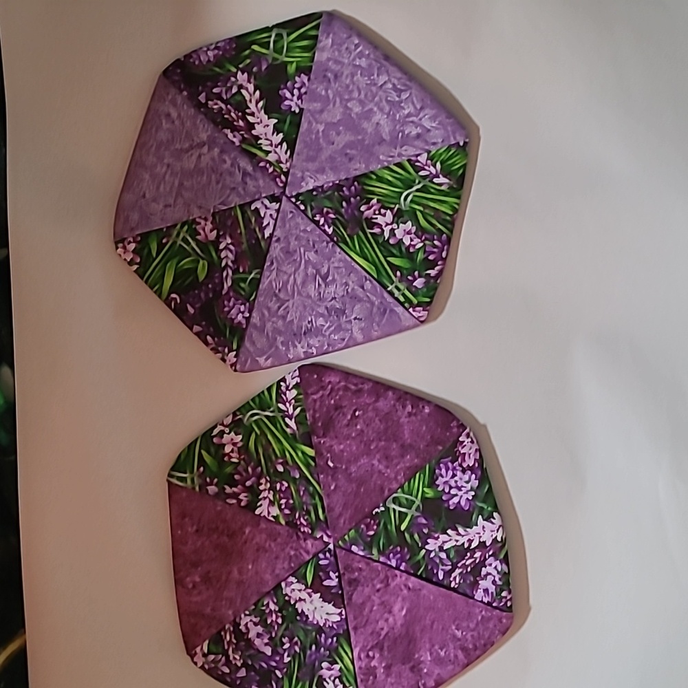 8" pot holders with a lavender design